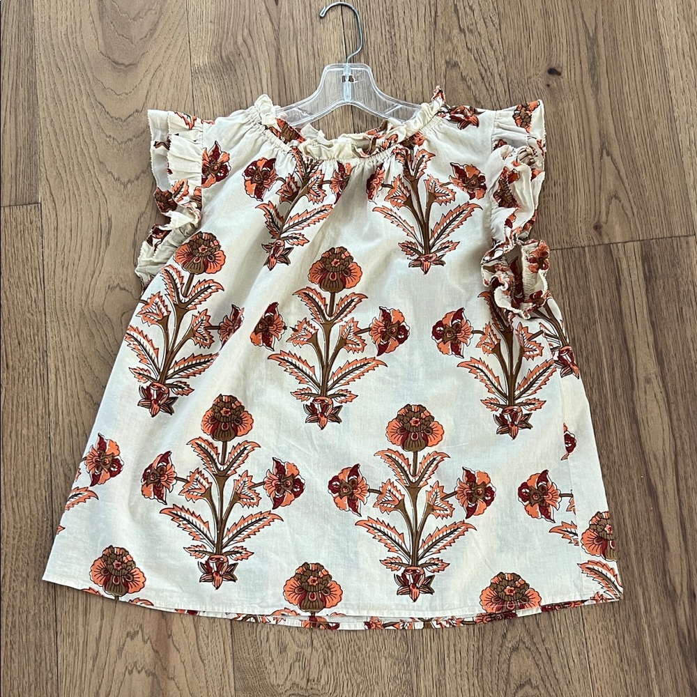 THML Cream and Orange Floral Blouse
